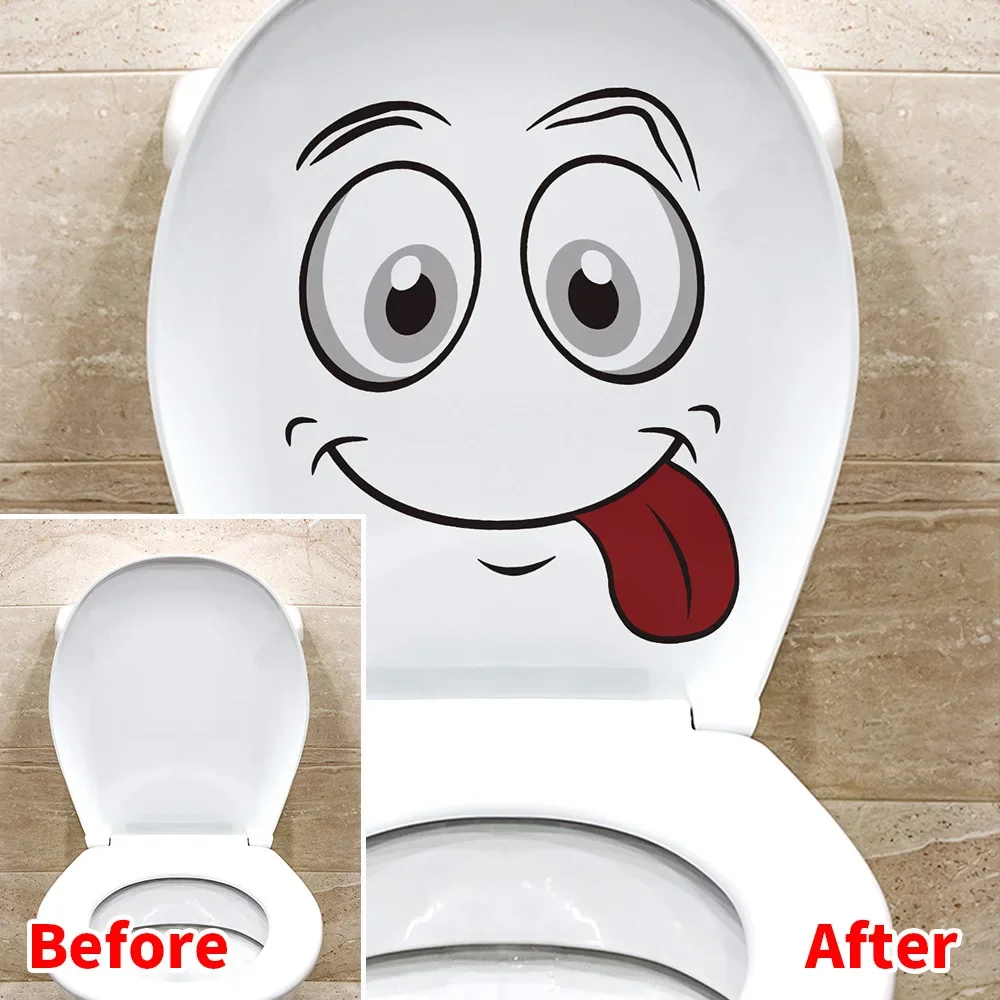 Cartoon Smiley Face Wall Stickers Self-adhesive Waterproof Moisture-proof Toilet Stickers Creative Refrigerator Stickers Decor