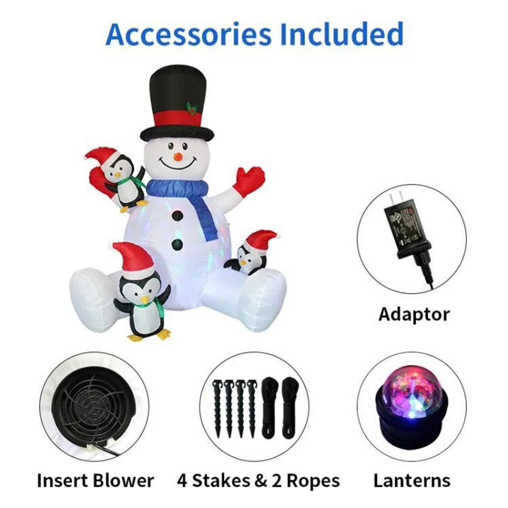 

7FT 2.1M Christmas Inflatables Decoration Snowman & Penguin Inflatables Indoor Outdoor Decoration Garden Party Xmas Decorations