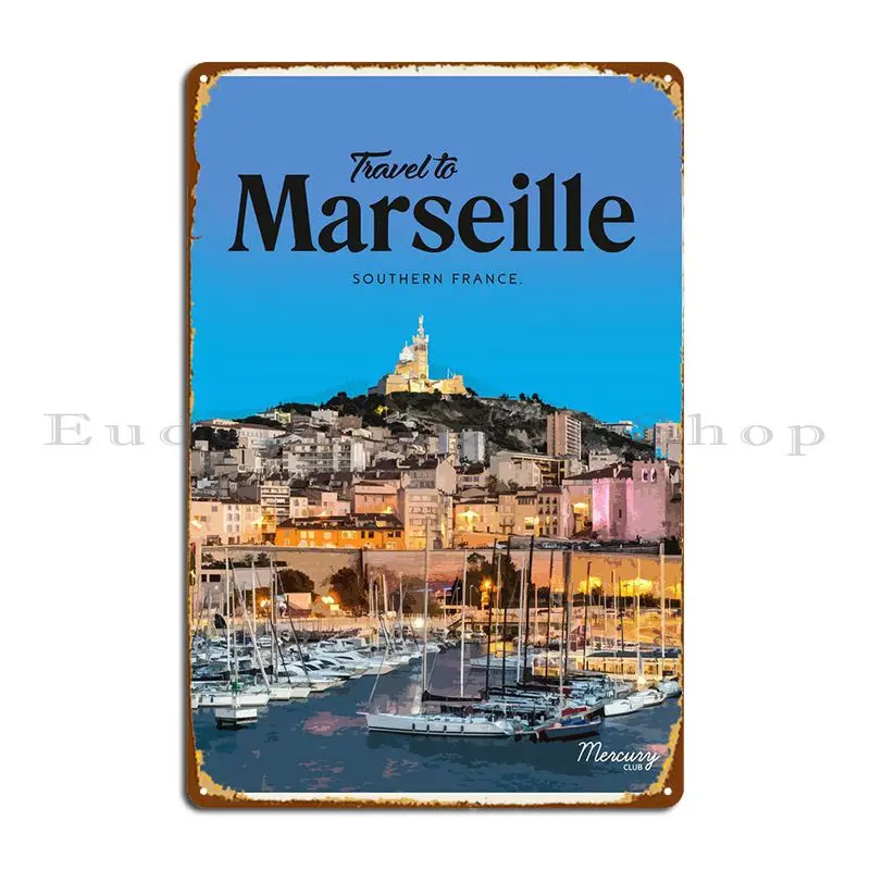 Visit Marseille Metal Sign Wall Decor Design Wall Mural Wall Cave Designing Tin Sign Poster