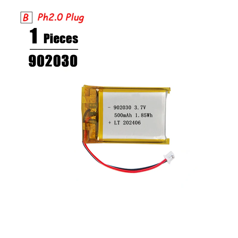 3.7V Lipo Batterij Ph2.0 Plug Oplaadbare Lithium Batterij 3.7V Voor PS4 Luchtbevochtigers GPS Navigatie Bluetooth Speaker MP3 MP4