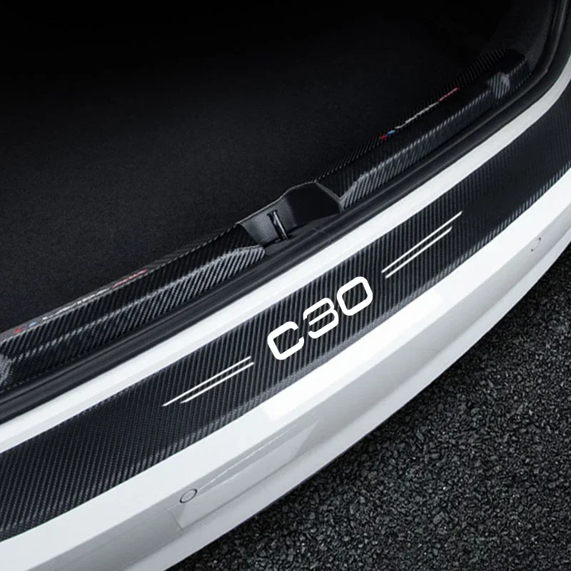 for Volvo C30 Logo Car Rear Trunk Bumper Strips Threshold Anti-Scratch Sticker Door Sill Side Decals Protect Film Accessories