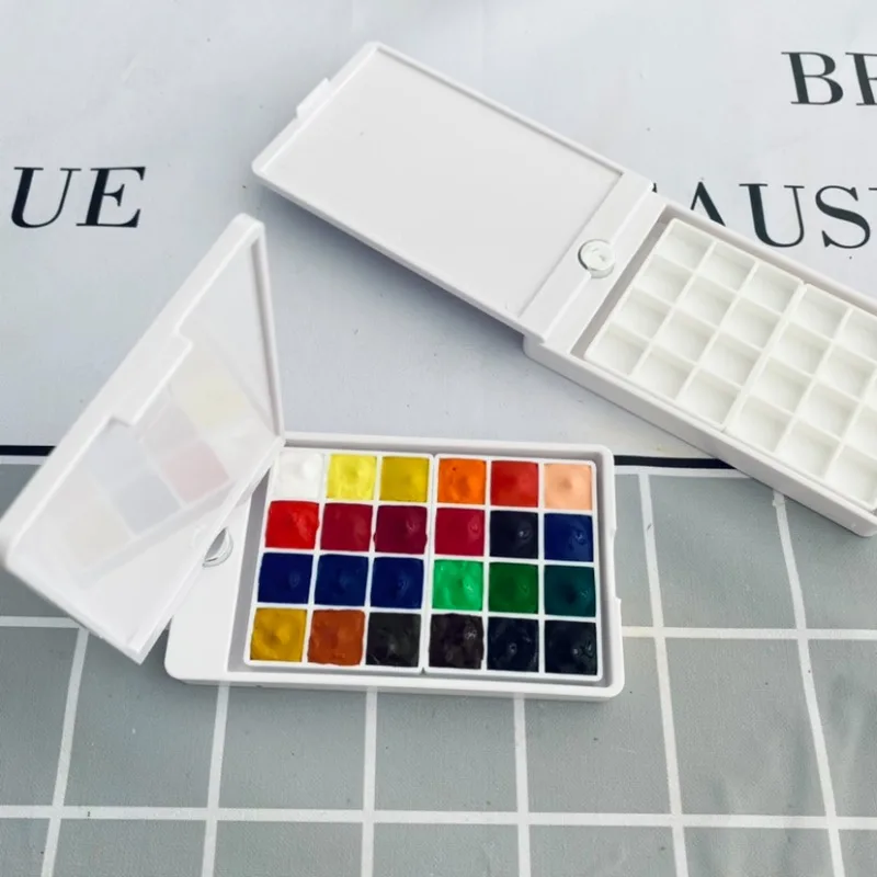 24 Color 1ml Rotary Flip Top Watercolor Packaging Pigment Storage Box Empty Box Art Students Outdoor Sketching Painting Palette