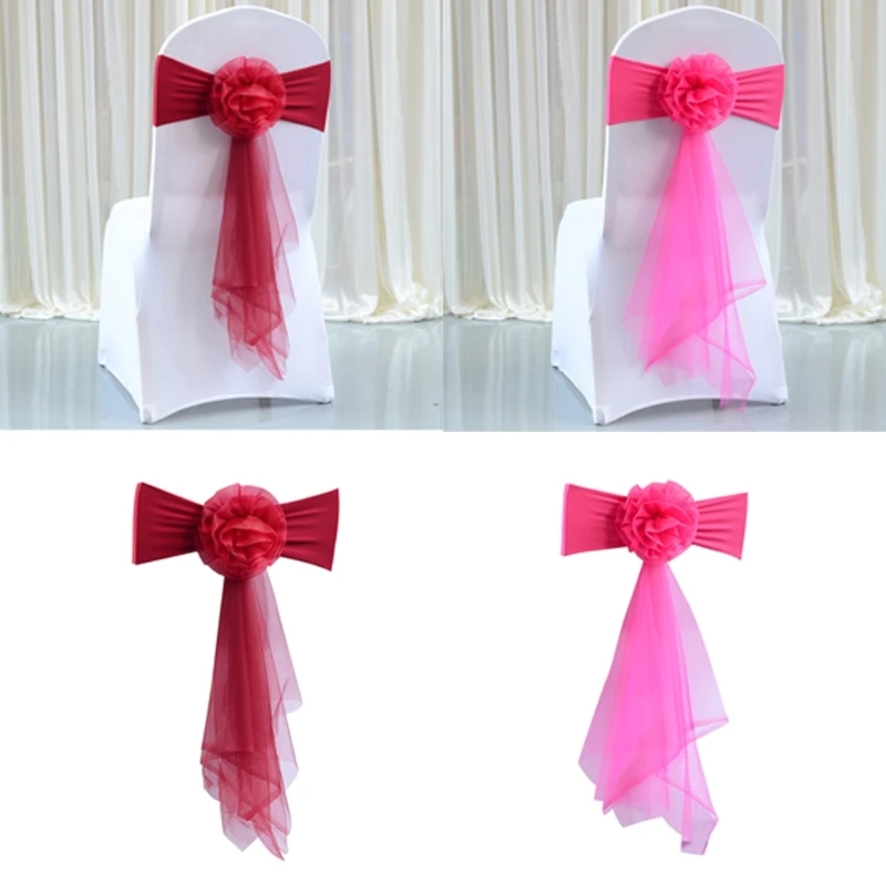 Luxurious Chair Decoration Bows, Stretchable Spandex Chair Sashes Bows for Event Seating Decoration