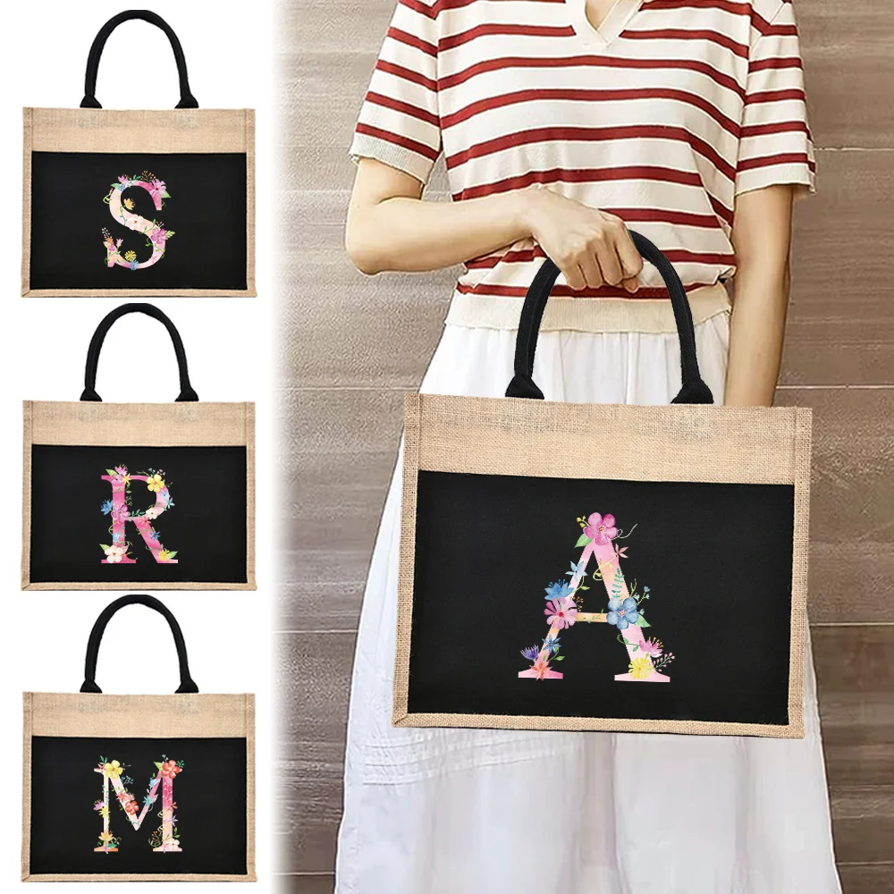 

Хлопково-льняная сумка, складная сумка для покупок, несколько стилей, сумка-органайзер, летние пляжные продуктовые сумки, розовая серия