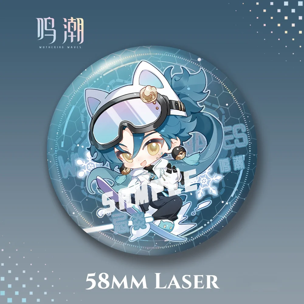 Baru wuther gelombang bayi lucu Laser lencana Jinhsi Changli Jiyan Rover kartun Anime Pin Double-Flash bros perhiasan hadiah permainan