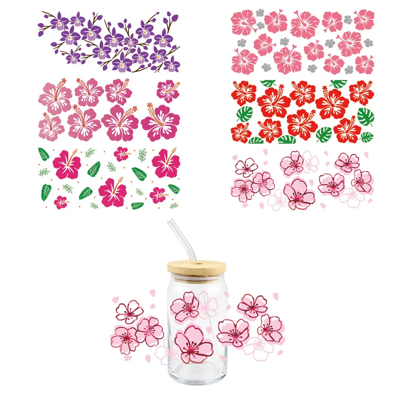 

Colorful Flowers UV DTF Wrap Transfer Stickers DTF Wrap For Coffee Cups Bottles Glasses Waterproof High Quality Decal