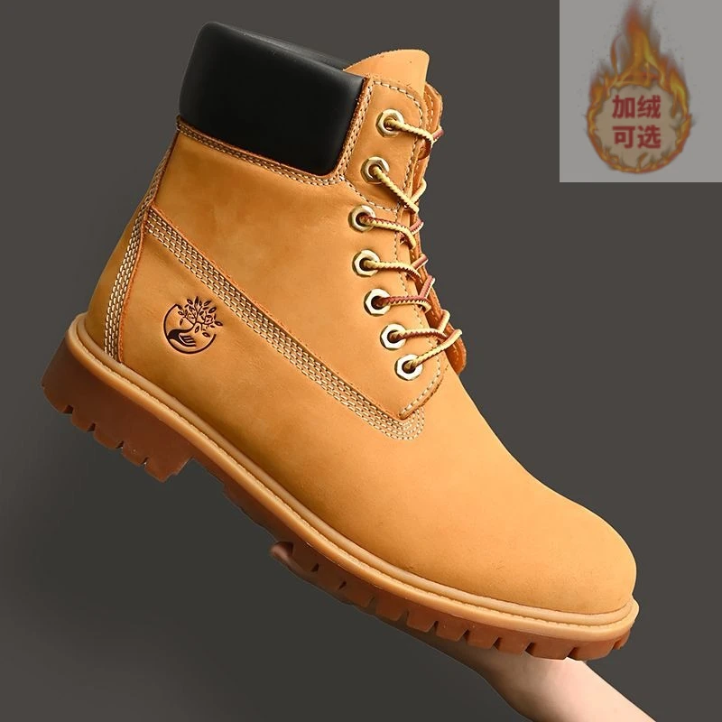 

Boots Men High Top Boots Men's Leather Shoes Winter Fashion Plush Warm Shoes Outdoor Sneakers Lace Up Non-Slip Ankle Boots Male