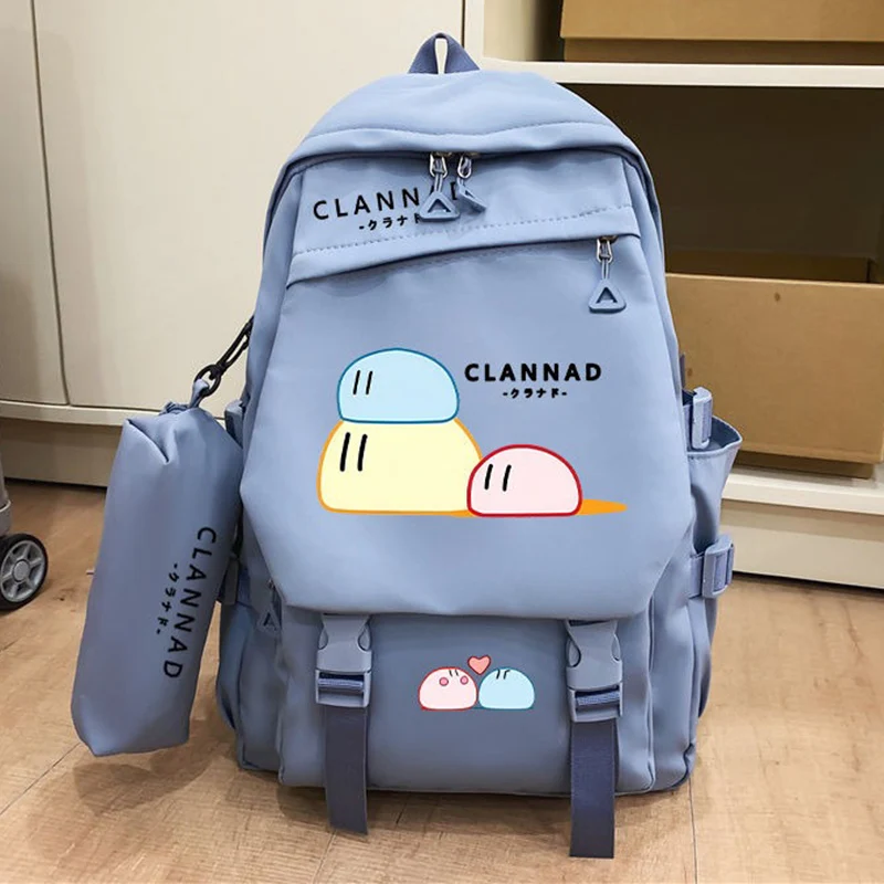 30×43×14cm Black Blue, Clannad, Student Kids Teens School Bags, Large Capacity Mochilas Anime Backpacks For Girls Boys Gift