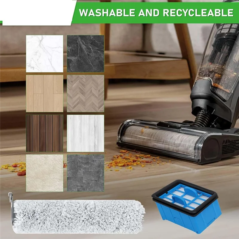 Brush Roller And Filter Replacement Compatible For Bissell 3882 3883 3967F 3970F Crosswave Omniforce Wet Dry Vacuum A62X