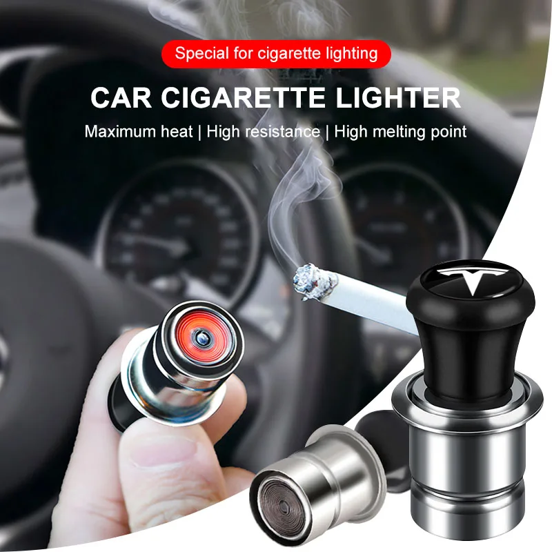 

Car Auto Interior Cigarette Lighter Power Plug Emblem For Tesla Model Y 2022 2021 Center Console Containersr Valve Stems & Caps