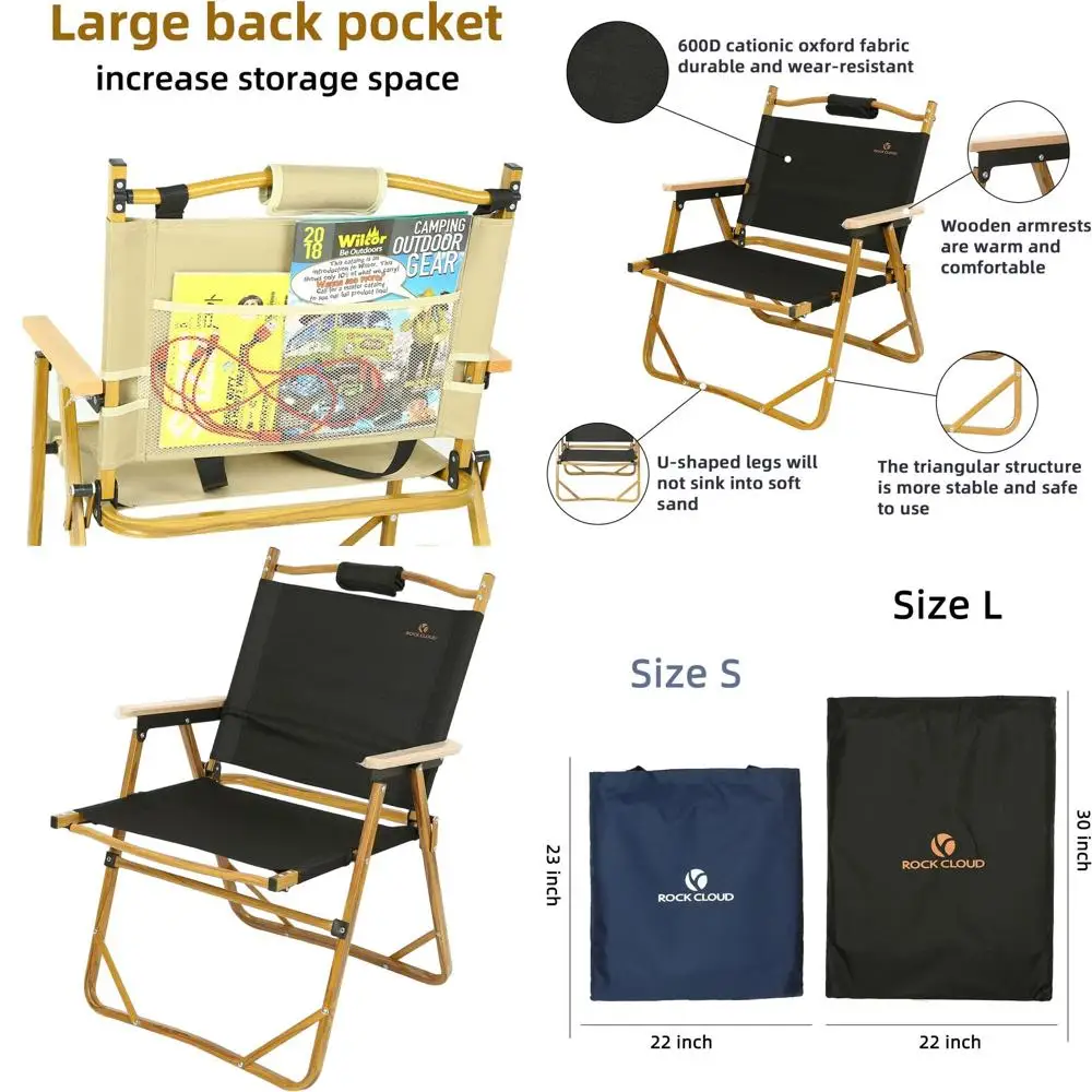 

Portable Folding Camping Chair Low Beach Chairs for Camp Lawn Hiking Sports Hunting