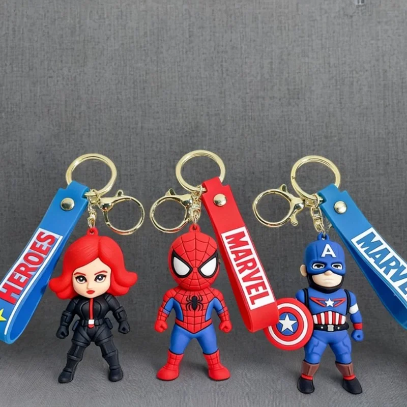 Porte-clés Avengers en Silicone, 1/3/5/10 pièces, joli pendentif de personnage de dessin animé Iron Man Hulk Captain America, accessoire de sac, jouet pour enfants, cadeau