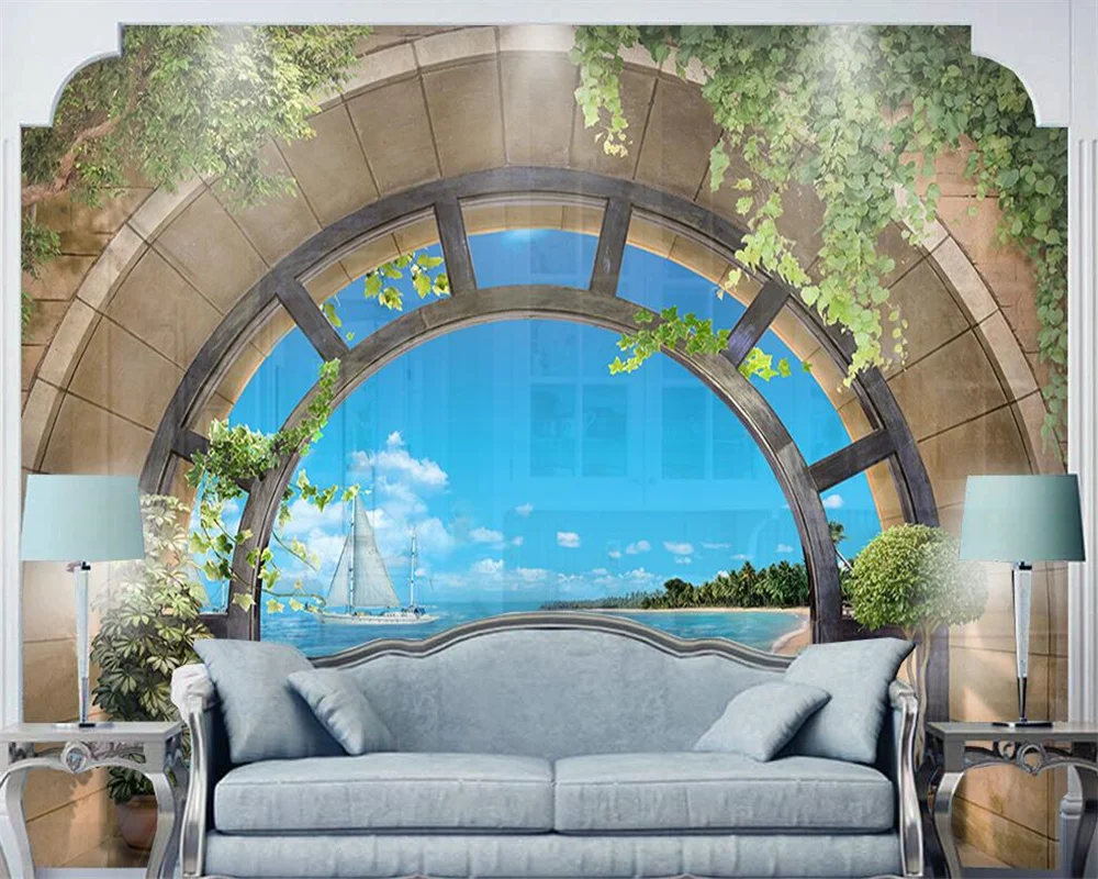 Custom Mural European papel de parede 3D Stereo Balcony Landscape Background Wall обои Living Room Bedroom home decor Wallpaper