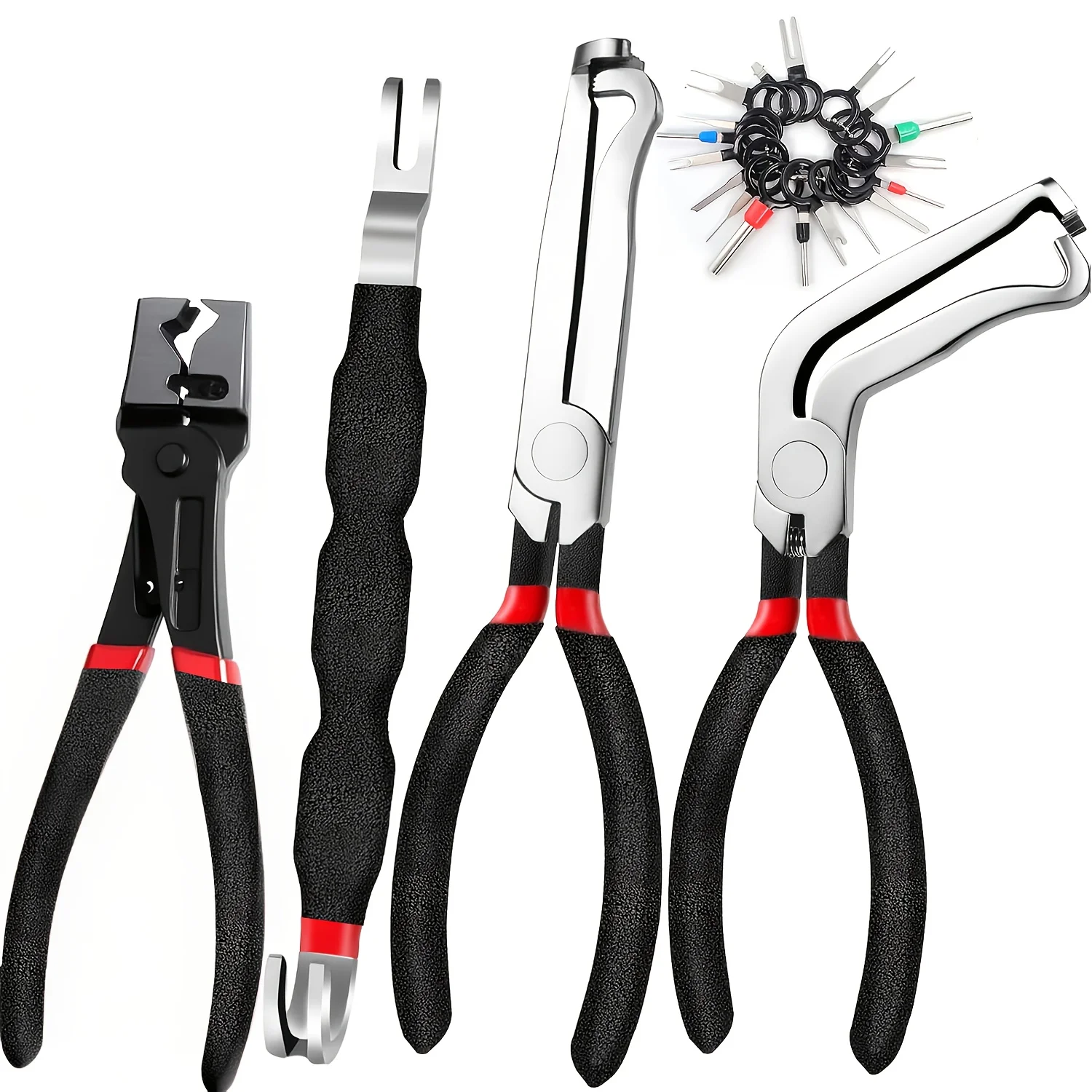 5Pcs Electrical Disconnect Pliers and Cars Terminal Pin Removal Tool Kit, 37960/37980/13120/ Collar Hose Clamp Pliers Set