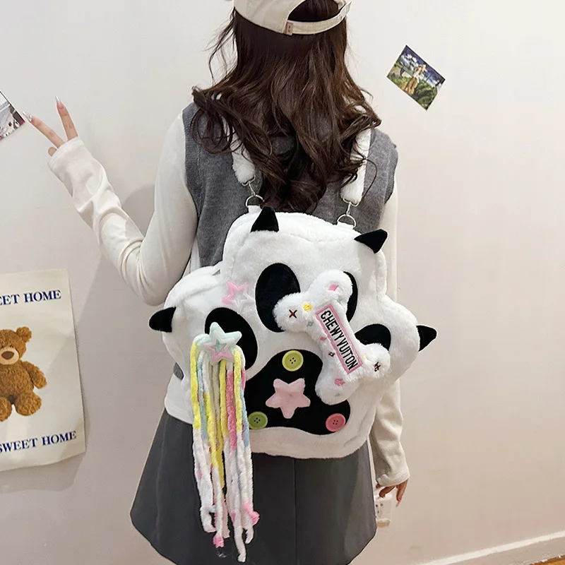 

New Bone Bag Cat Paw Plush Bag Cartoon Bag Shoulder Bag Shoulder Bag Sweet Girl Shoulder Bag