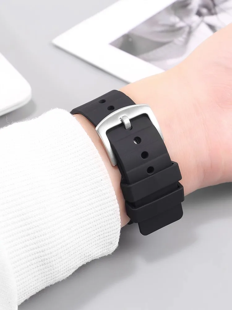 Soft Waterproof silicone Watch Band For Cartier Santos 100 Rubber black Watch Strap Men's Women's accessories bracelet 23mm