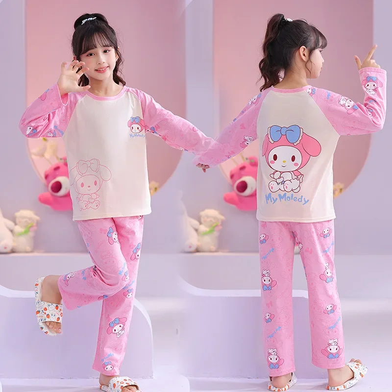 

Child Pajamas Spring Autumn New Sanrios Girl Long Sleeves Pullover Sweet Kawaii Cute Cartoon Printing Loose Lounge Clothes