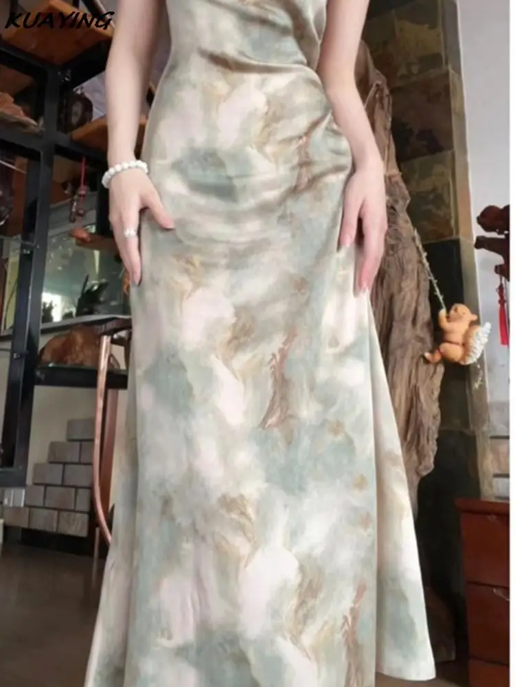 여성용 빈티지 스파게티 스트랩 랩스커트, 민소매 캐주얼 슬림 생일 파티 의류, 여름 신상 패션