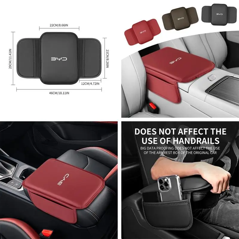 BYD Logo High‑Quality Leather Armrest Cushion For Atto 3 Seal Dolphin Han Tang Song Yuan Center Console Interior Protective Trim