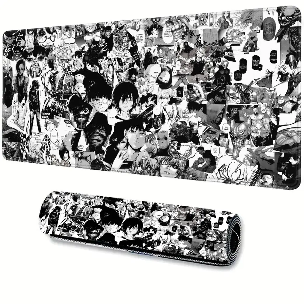 

black white Anime Tokyo Ghoul Mouse Pad Keyboard Computer Mousepad Large Mouse Mat Gamer Desk Mat 900x400cm Gaming Accessories