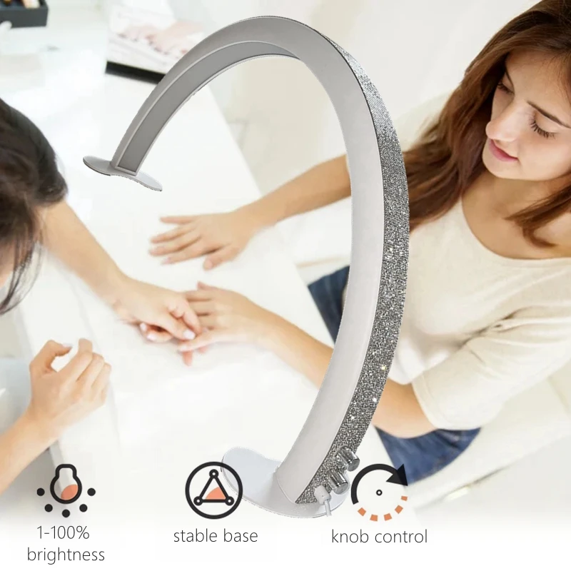 30 Inch 30W Half-Moon Nails Light 3200K-5600K Adjustable Arch LED Desk Lamp for Lashes Manicure Arts Beauty Salon