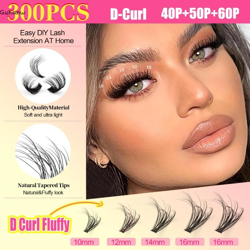 

[WHB]Cluster Lashes Kit Individual Lashes Volume Mixed Tray 3D Faux Mink Lashes Wispy Eyelash Extension DIY Makeup False