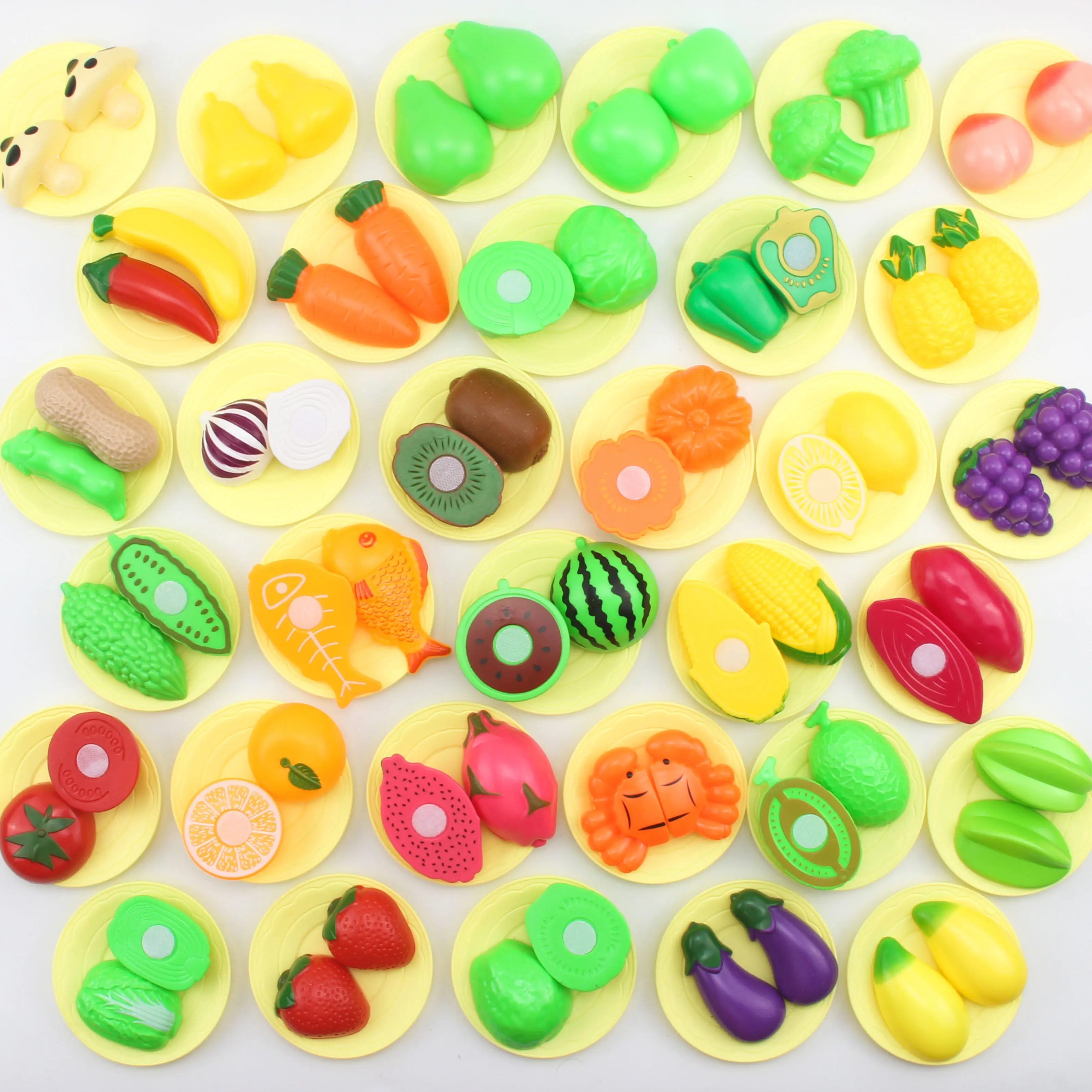 49 PC Cutting Play Food Toy for Kids Kitchen Pretend Fruit &Vegetables Accessories Educational Toy for Toddler Children Gift