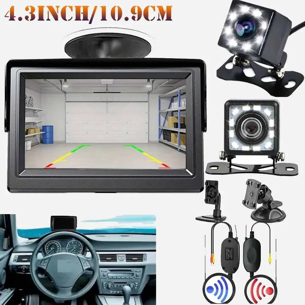 

Wireless 4.3inch Car Reversing Bileeko Camera Kit Back Up Car Monitor LCD Display HD Car Rear View Camera Parking System