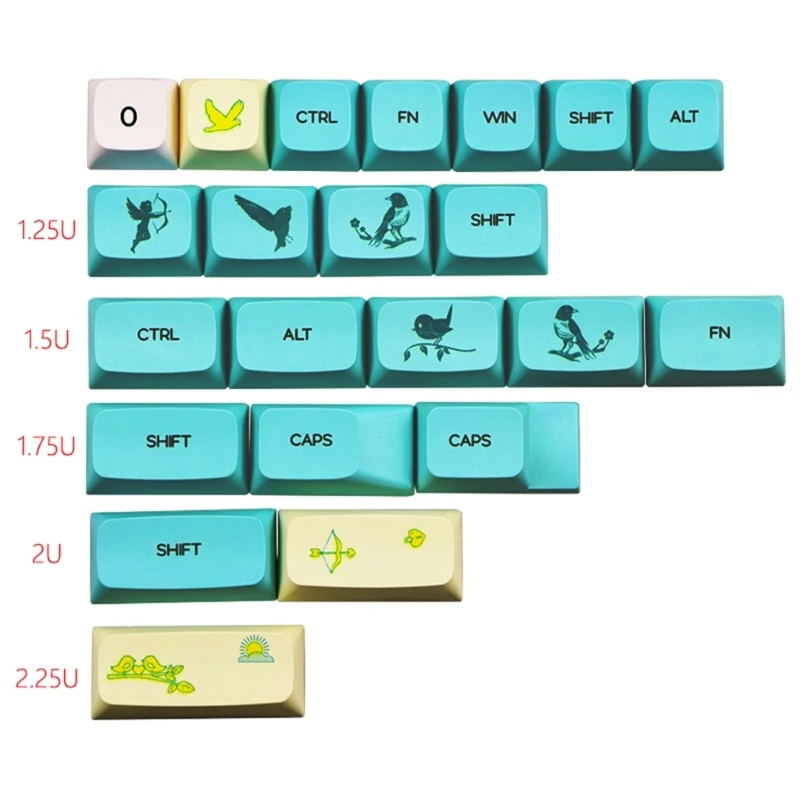 F3KE 130 teclas Spring Blooms Keycap temático XDA Perfil PBT Dye Sublimation Keycap Set para teclado mecânico alfandegário