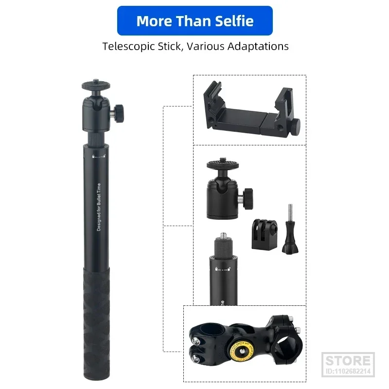 Motorcycle Bicycle Handlebar Mount Selfie Stick Pole for Gopro Insta360 Bike Monopod Stand  60-95mm Width Mobile Phone