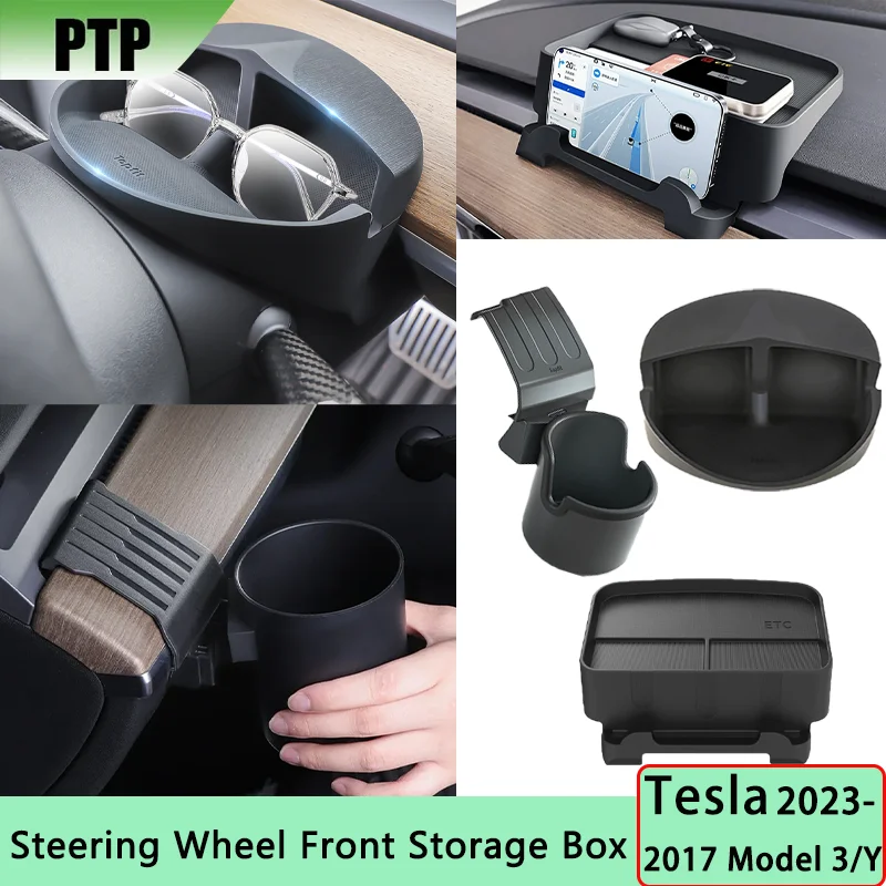 Tesla Model Y 2023 Dashboard Storage Box Cup Holder Silicone Glasses Key Tray Center Console for Tesla Model 3 Car Accessories