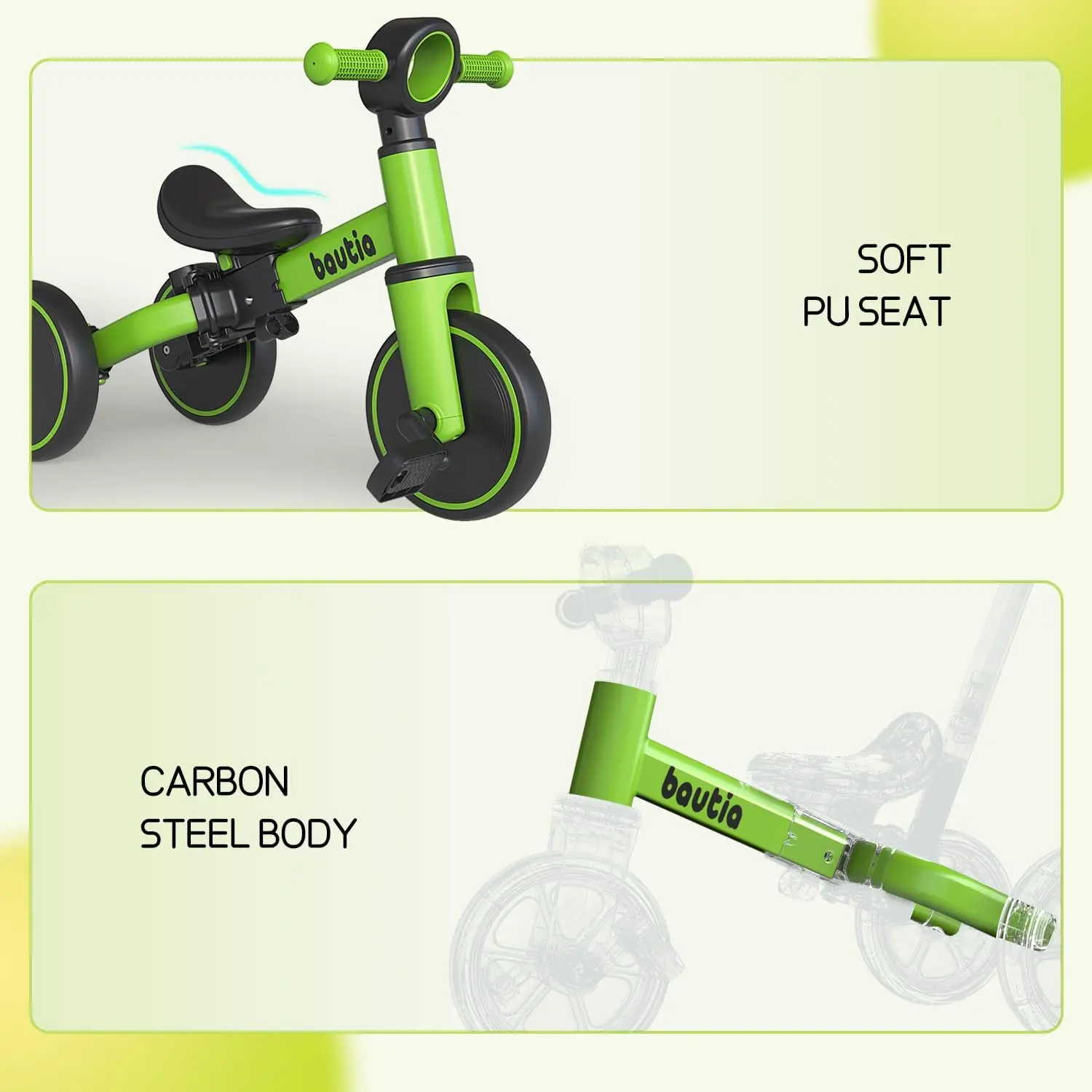 Tricycle pour enfants avec poignée de poussée, vélo d'équilibre pour bébé, cadeau pour garçons et filles, pédale parfaite, 5 en 1, 1-3, 1 à 4 ans