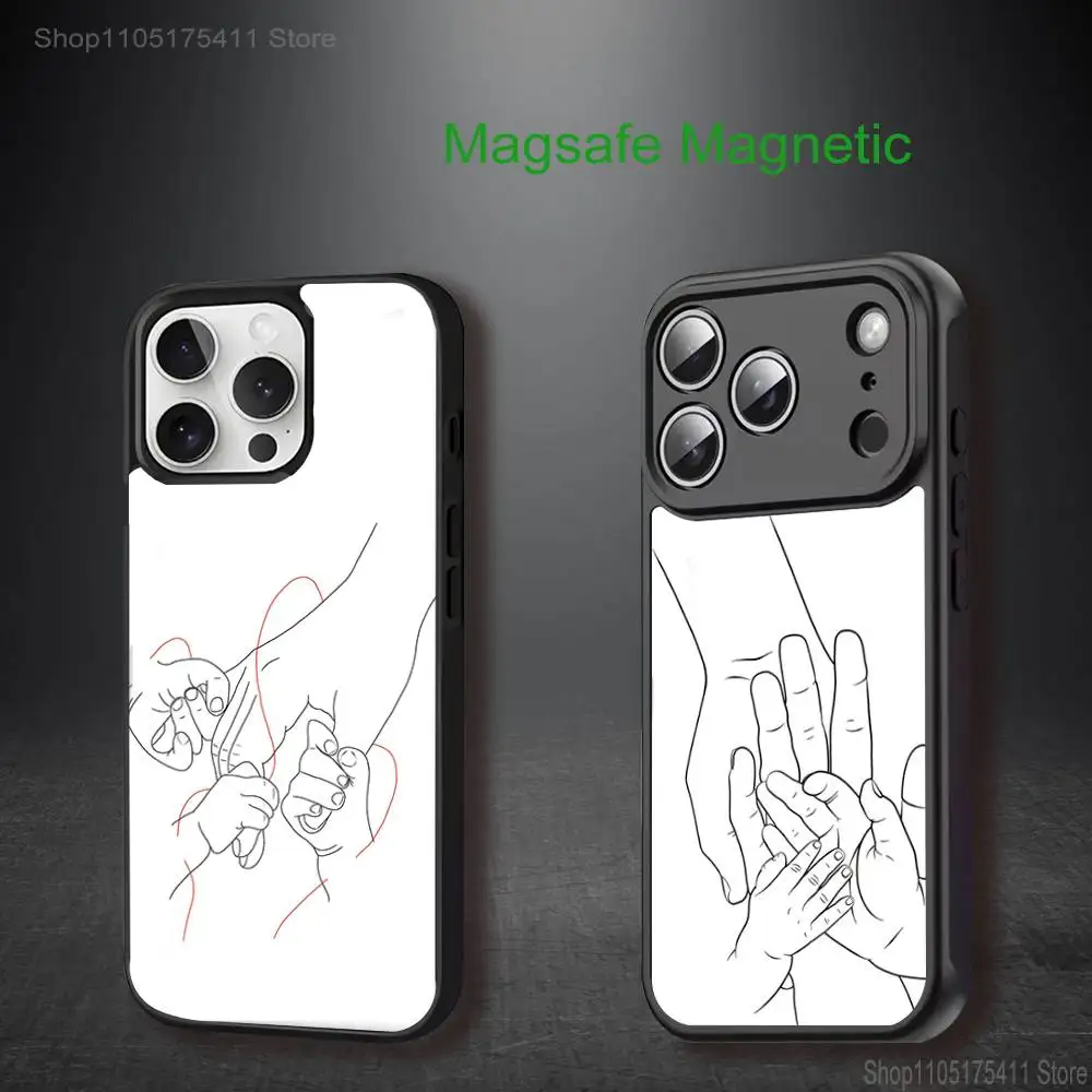 

Mom daughter Son Dad HandS Phone Case For iPhone 17,16,15,14,13,12,11,Pro,Max,Plus,Mini,SE4,E For Magsafe Wireless Charging