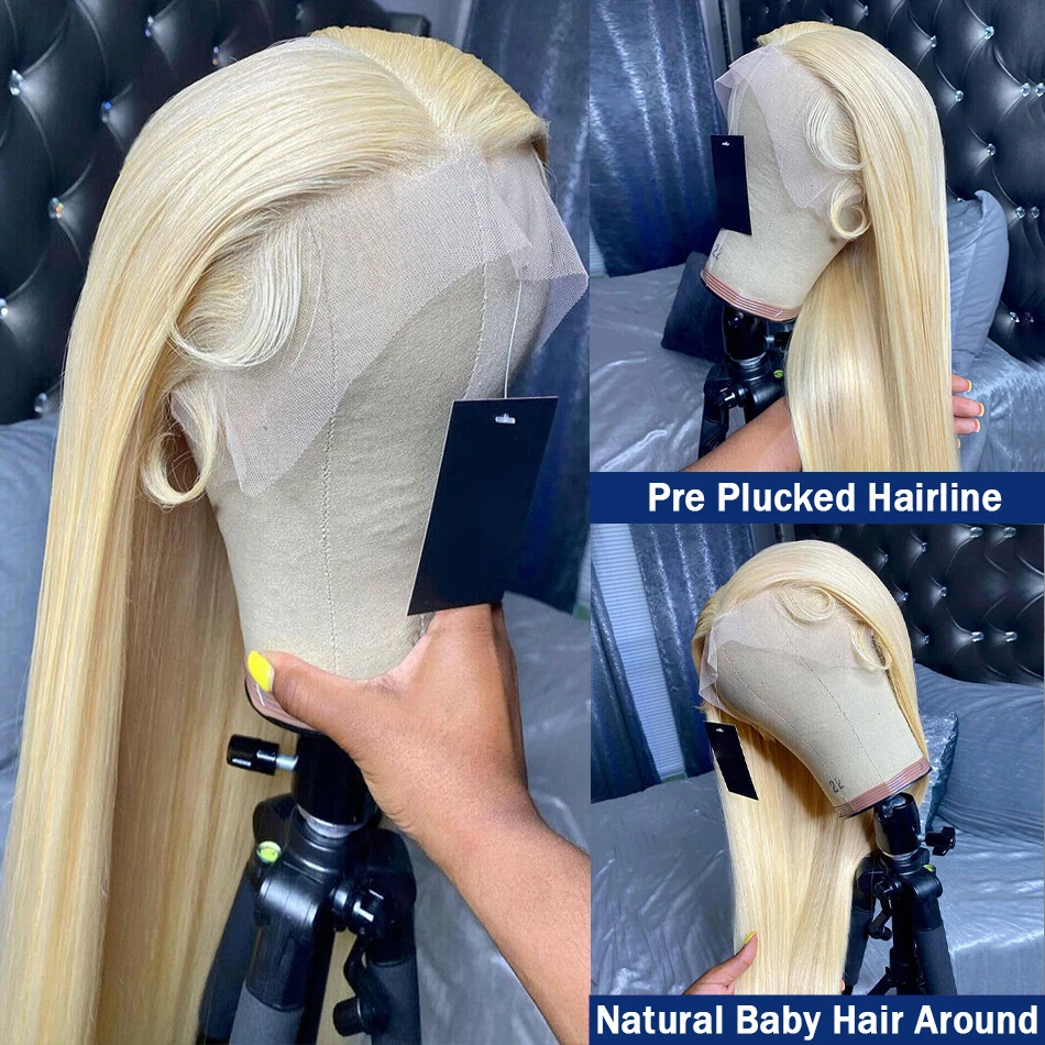 13x4 Blonde Lace Human Hair Wigs 30 32 Inch Bone Straight 613 HD Lace Front Wig Remy Colored Tranaparent Lace Frontal Wigs