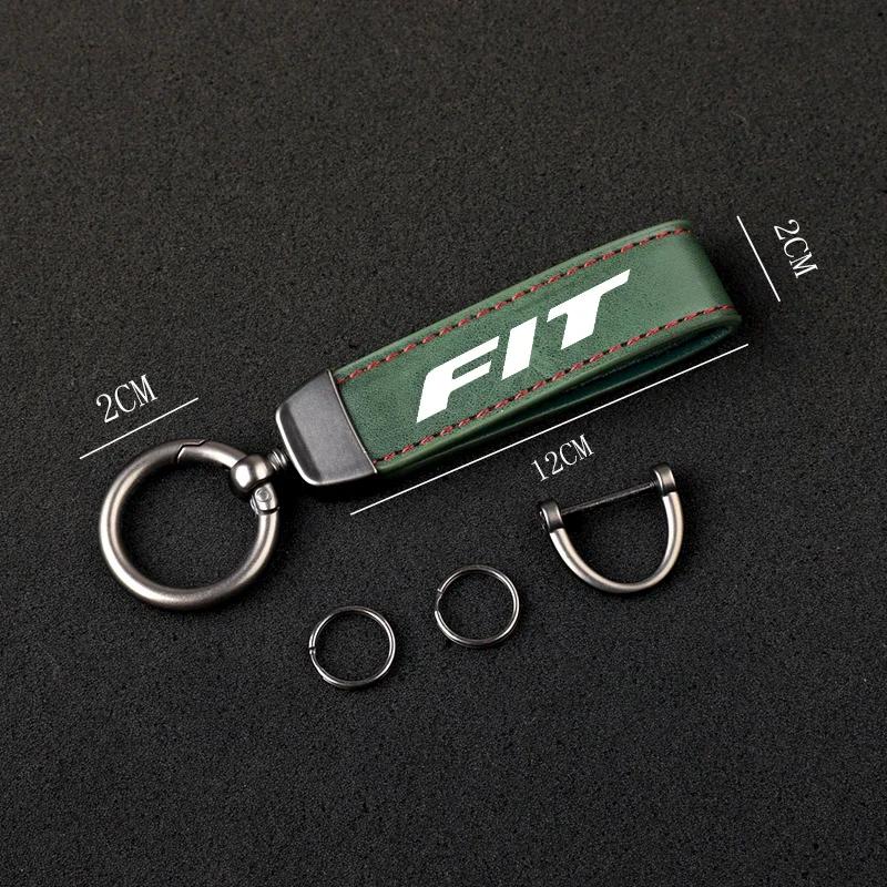High-Grade Leather Car KeyChain 360 Degree Rotating Horseshoe Key Rings For Honda FIT Car KeyChain Car Accessories