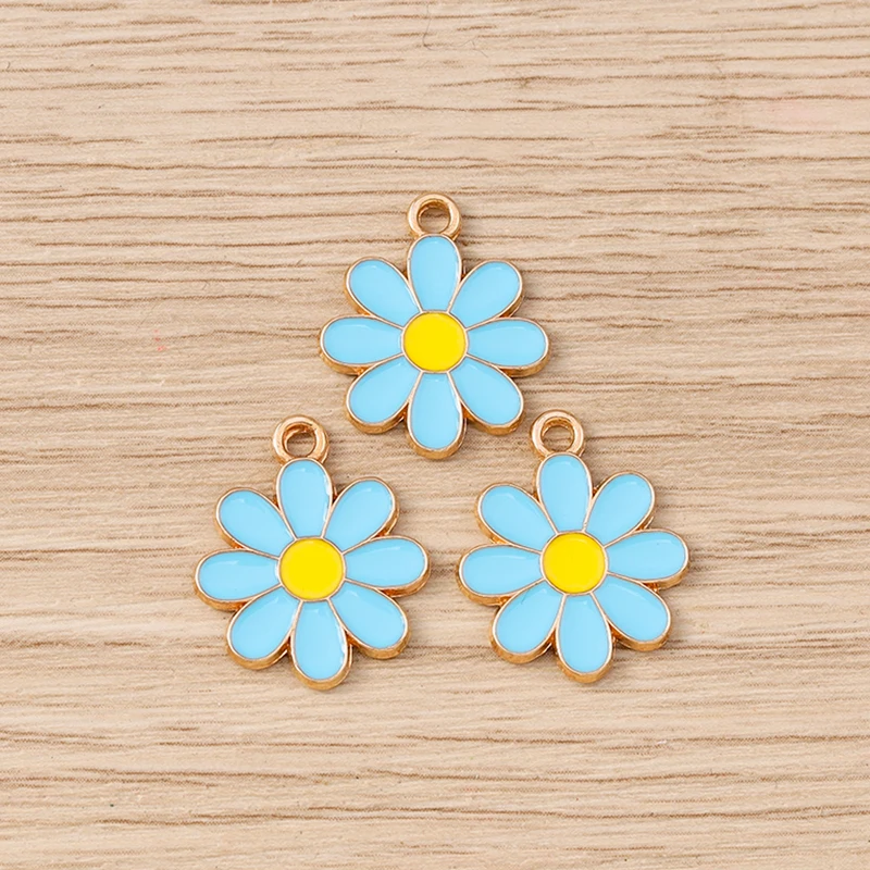 10 Stück 16 x 21 mm niedliche bunte Emaille-Blumen-Charms-Anhänger für Schmuckherstellung, Ohrringe, Halsketten, Armbänder, DIY-Bastelzubehör – Detail 4
