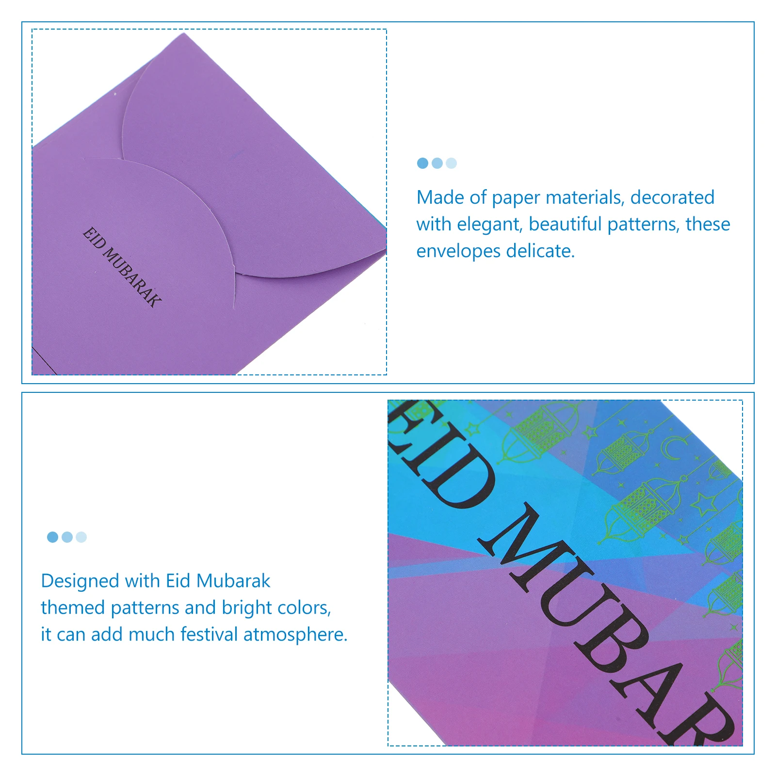 

12 Pcs Eid Envelopes Festival Red Muslim Thanks Holder Paper Blessing Blank Holiday Creative Lightweight Compact Party Bag