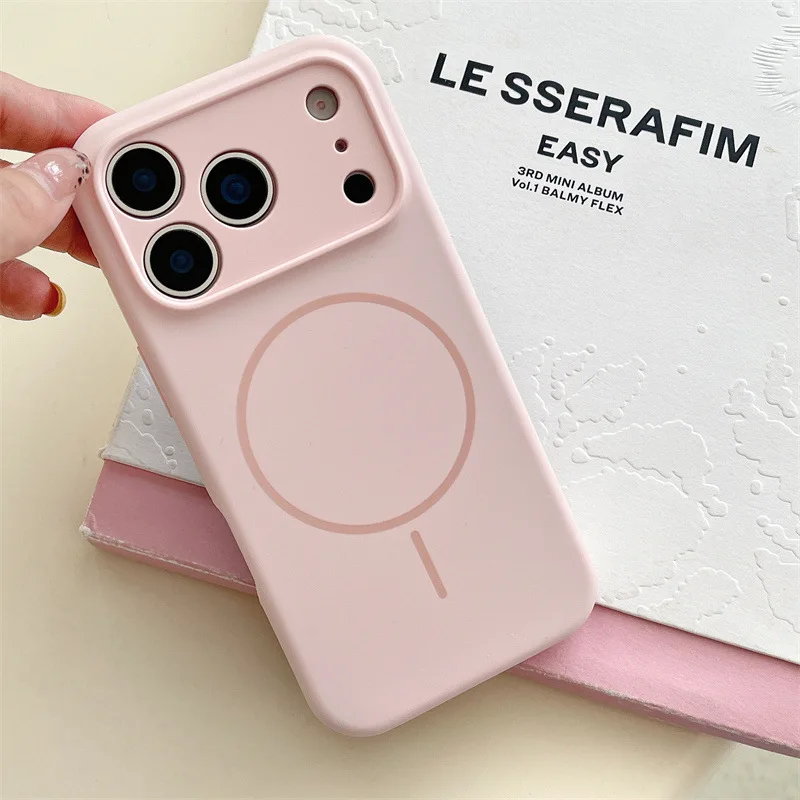 아이폰 17 슬림 마그네틱 액체 폰 케이스, 애플 16 정밀 구멍 렌즈, 15프로맥스 소프트 보호 커버에 적합