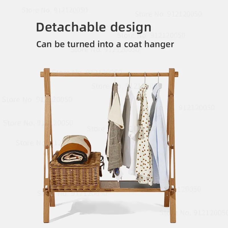 Naturehike Multifunctional Solid Wood Shelf Camping Portable Detachable Multi-Layer Storage Shelf Coat Rack High load-bearing