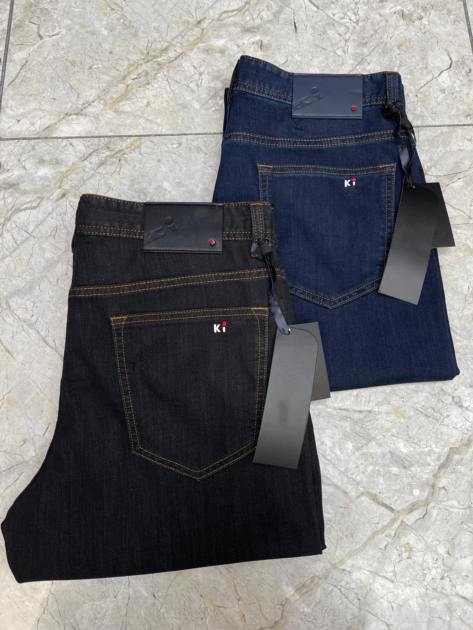 

OECHSLI Jeans Thin Cotton Men 2026 Spring Summer new straight embroidery casual zipper Middle waist size 30-40 long Pants