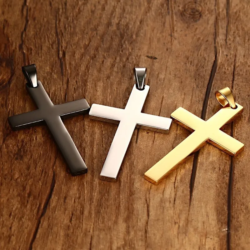 Vnox Philippians 4:13 Simple Cross Pendant for Men Necklace Stainless Steel Casual Religious Faith Jewelry Male Bijoux 24\