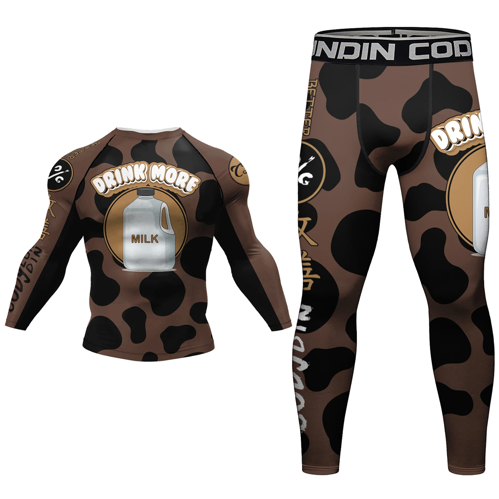 2 in 1 Compression Sports Sets No Gi T-shirts With Tigts Leggings Custom Sublimation MMA Bjj Rashguard Grappling Gym Suits