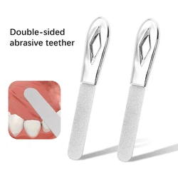 Lima de dientes de acero inoxidable, herramientas de molienda de dientes, palo de papel de lija para dientes de sabiduría, herramientas de corrección Dental, alineación de dientes plateada