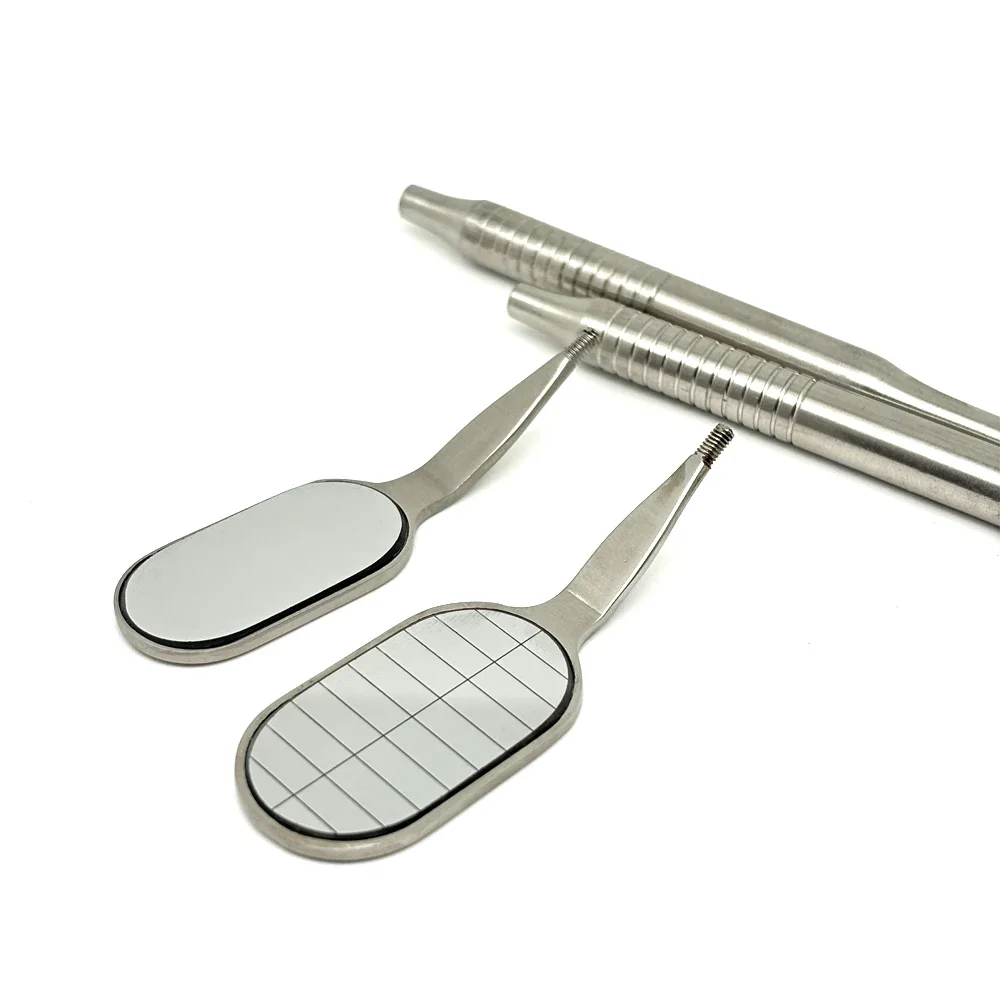 Long Anti-Fog Rhodium Dental Mouth Mirror, Shaped Reflectors with Ergonomic Handle - Dentist Oral Exam Tools