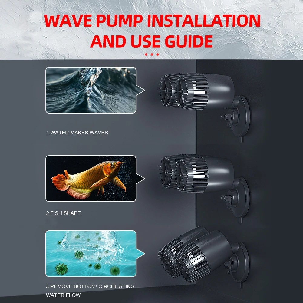 Surf Aquarium Water Circulation 3W 10W 15W 20W 25W Flow Circulation Wavemaker Wave Maker Surf Pump Submersible Aerobic Pump