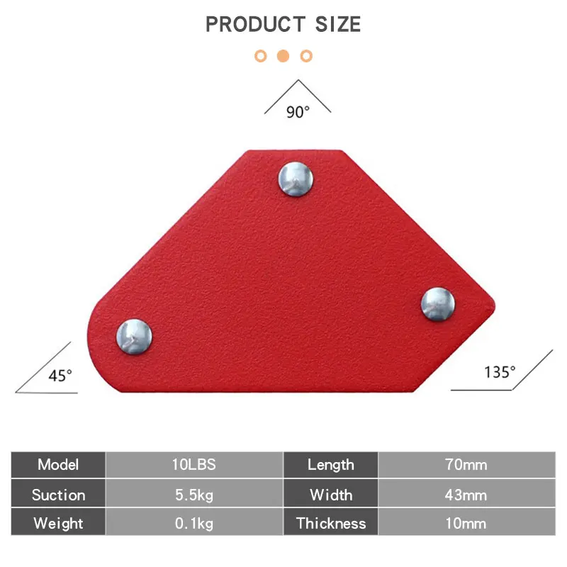 4pcs Welding Magnet Magnetic Holder 45/90/135 Degrees 9LB Arrow Clamp Magnetic Clamp for Welding Positioner Locator Tools