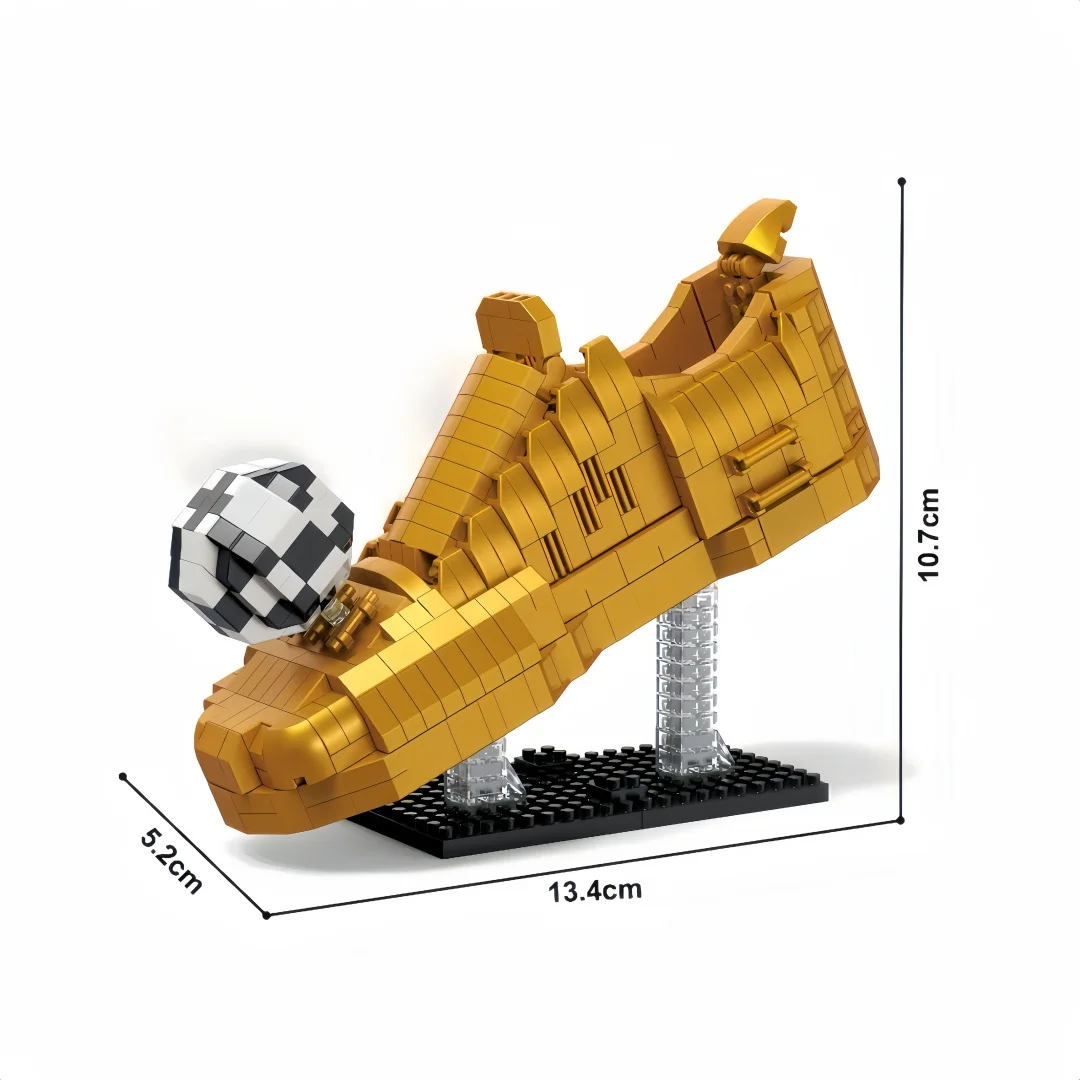 3D-Sammelmodell Fußballschuhe & Handschuhe Mikro-Bausteine Spielzeug – Sportausrüstung Schreibtisch-Dekoration, Puzzle-Geschenk für Fußballfans – Detail 6