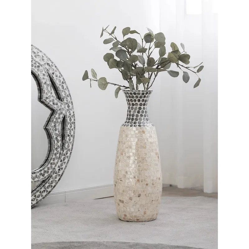 

Creative Fritillary Vase Floor Decoration Flower Arranger Living Room High Sense Light Luxury Style Shell Countertop Ornament Ho