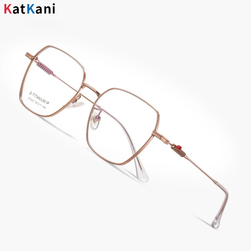 

KatKani Fashion Ultra-light Polygonal Titanium Alloy Glasses Frame Women Retro Trend Optical Prescription Men's Eyewear ST6227