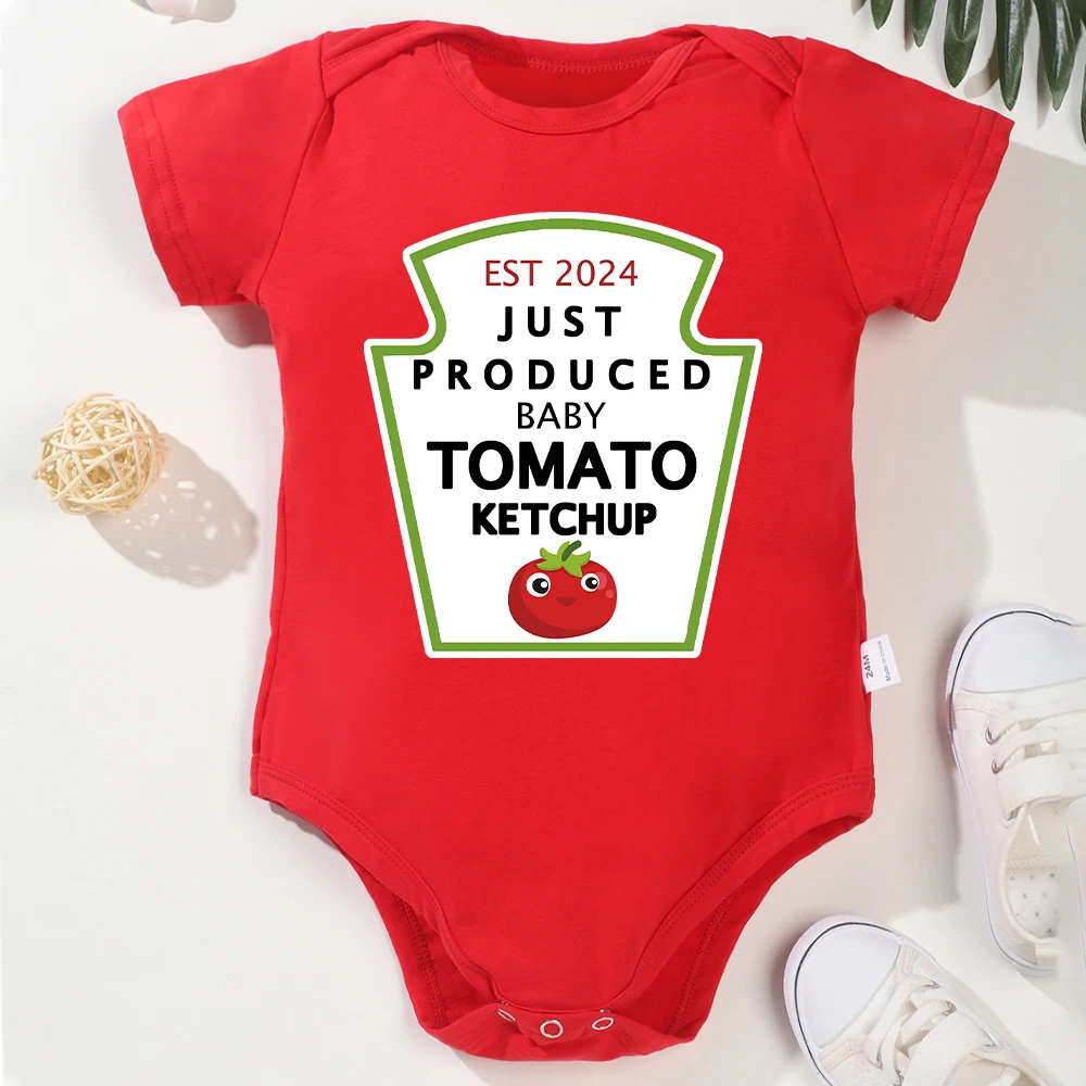 

Just Produced Baby Tomato Ketchup Cute Baby Girl Clothes Onesie Red Cotton Creative Fashion Newborn Boy Bodysuit Hot Sale Cheap